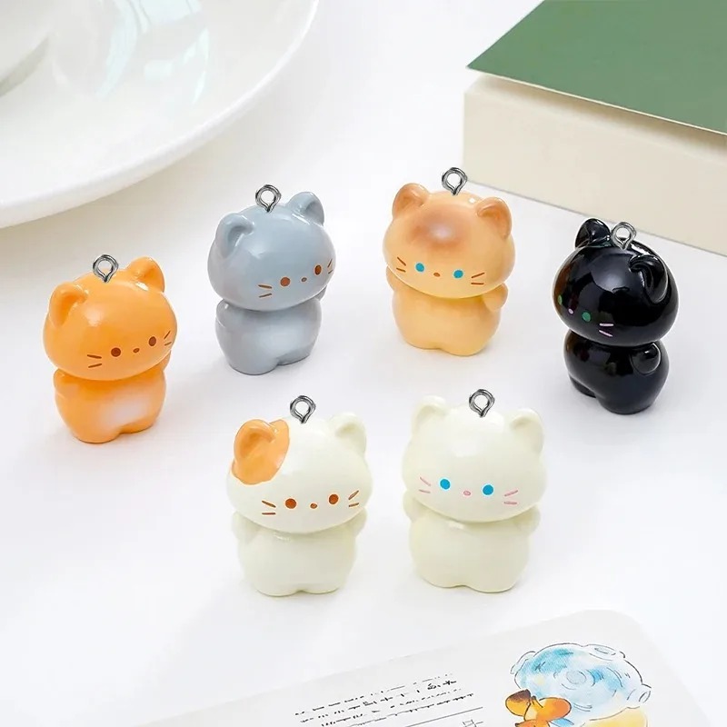 Resin Craft Projects - 10個入り スイート3D立体子猫レジンチャーム 漫画風シャム猫アニマルペンダント DIYイヤリング、キーホルダー、ジュエリー製作用