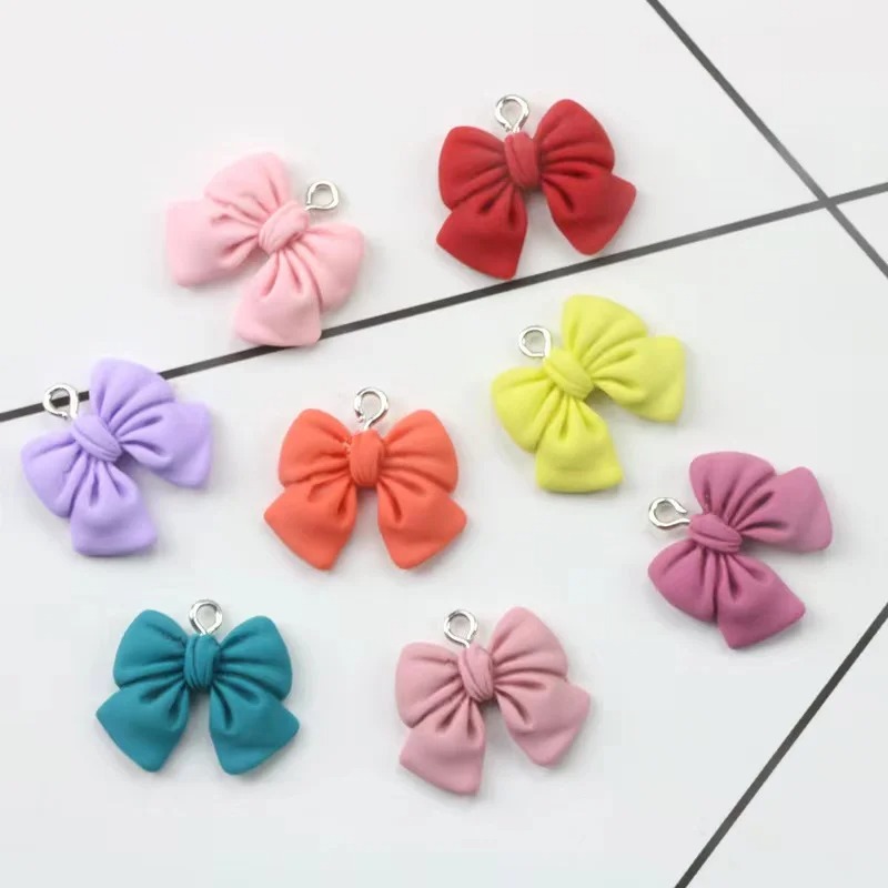 Flower Preservation Resin - 10 個 20*15 ミリメートルかわいい 3D 蝶結び樹脂チャーム