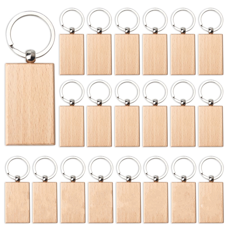 Wood Ring Blank - 10-100 個ブランク木製キーホルダー長方形バルク卸売木製キーチェーンリングギフトに最適
