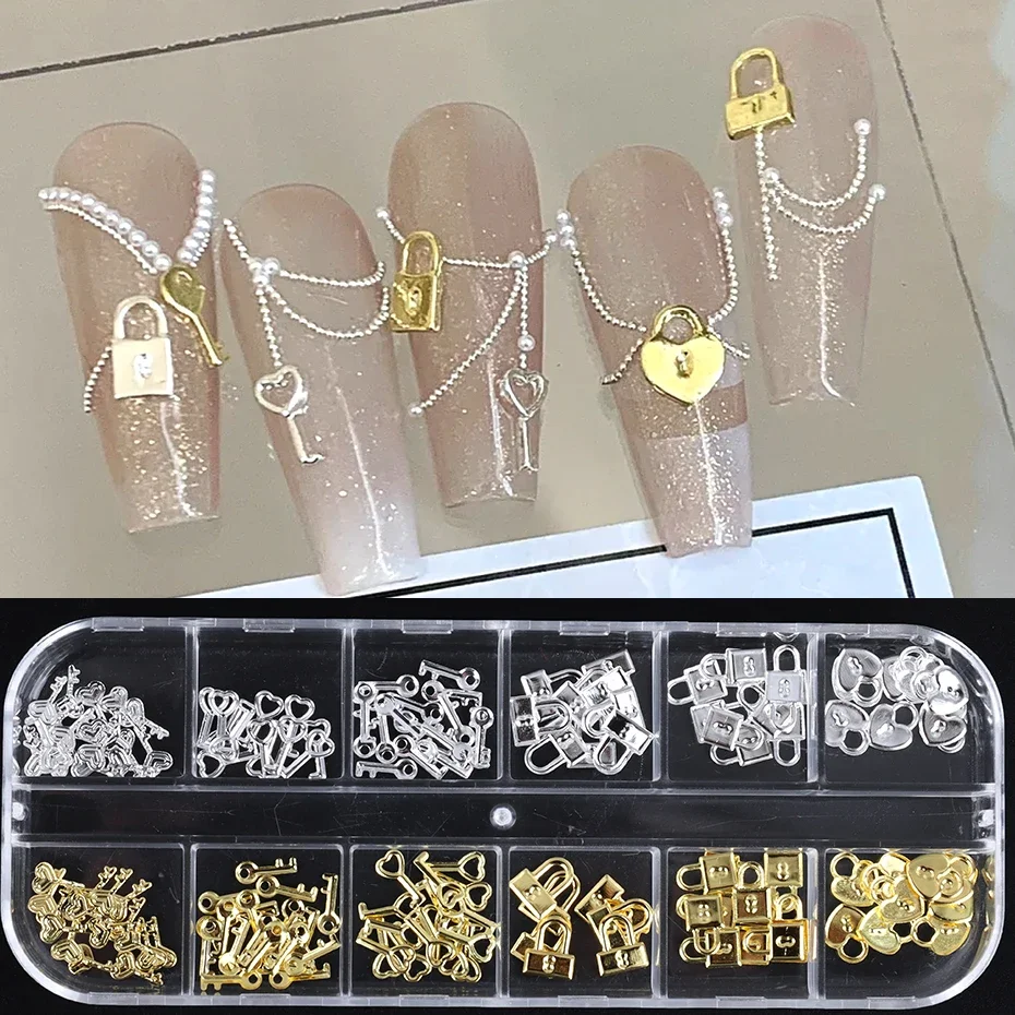12 グリッドゴールドシルバーメタルロックキーネイルデコレー - Gold Foil Flakes のレビューと価格