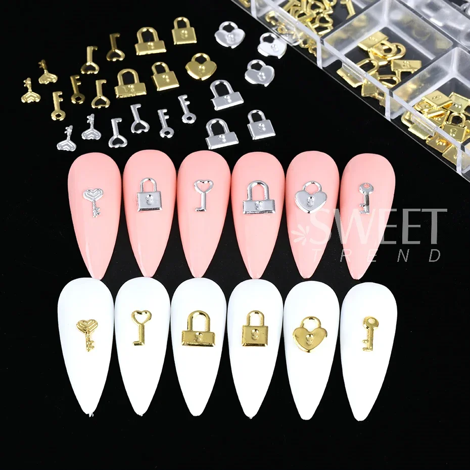 12 グリッドゴールドシルバーメタルロックキーネイルデコレー - Gold Foil Flakes のレビューと価格