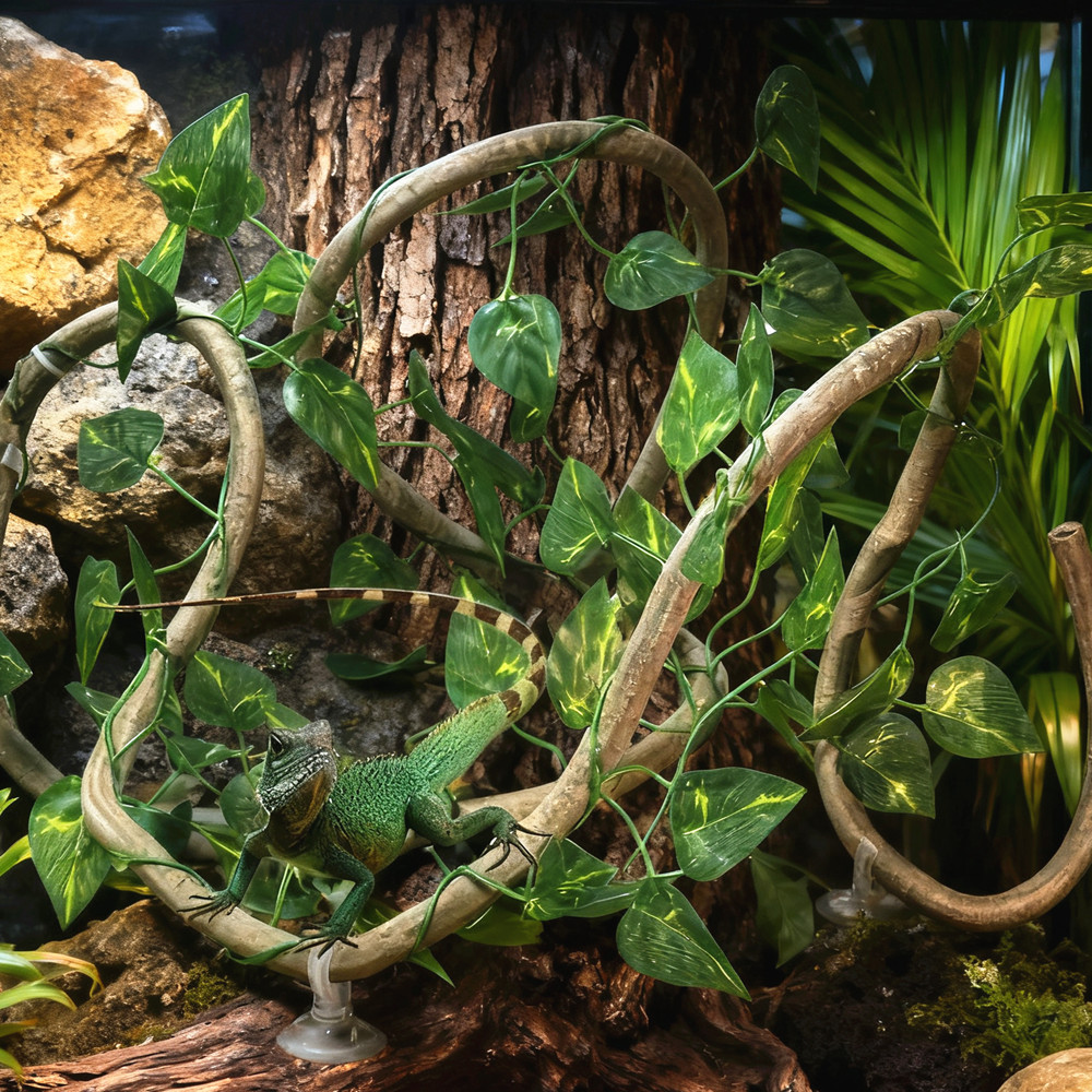 トカゲ用テラリウムタンクペット生息地装飾フェイクラタン植物1 - Terrarium Moss Art のレビューと価格