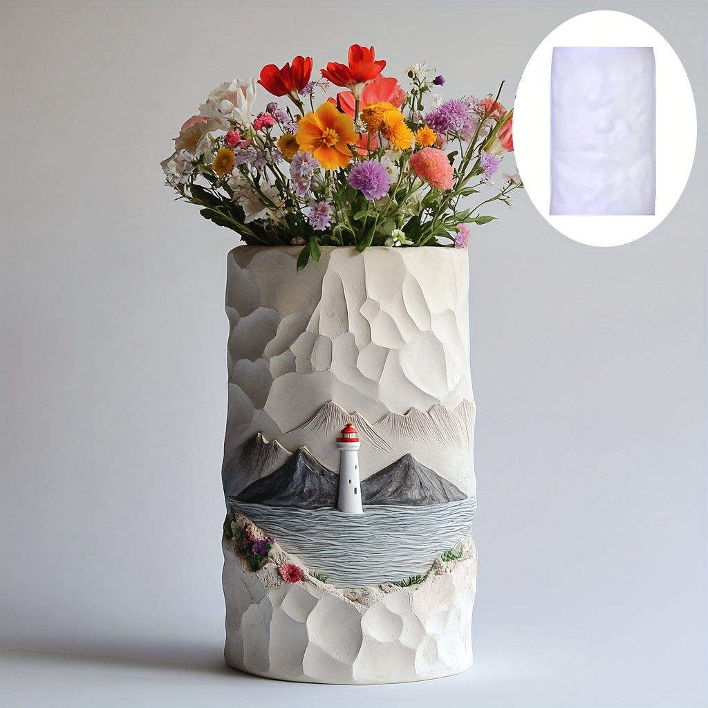 海灯台レリーフ花植物花瓶ポットシリコーン型山波灯台レリーフ樹 - Resin Ocean Wave Mold のレビューと価格