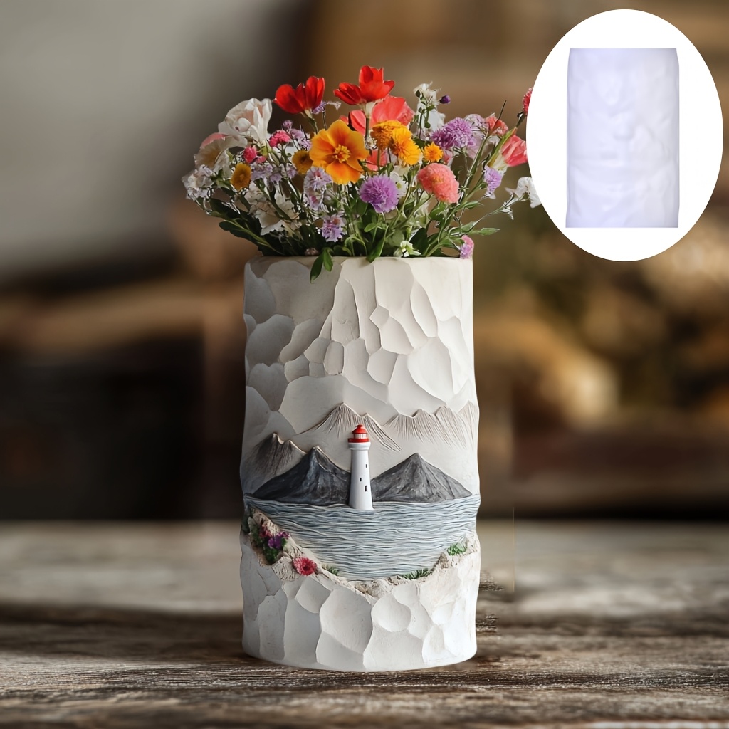 海灯台レリーフ花植物花瓶ポットシリコーン型山波灯台レリーフ樹 - Resin Ocean Wave Mold のレビューと価格