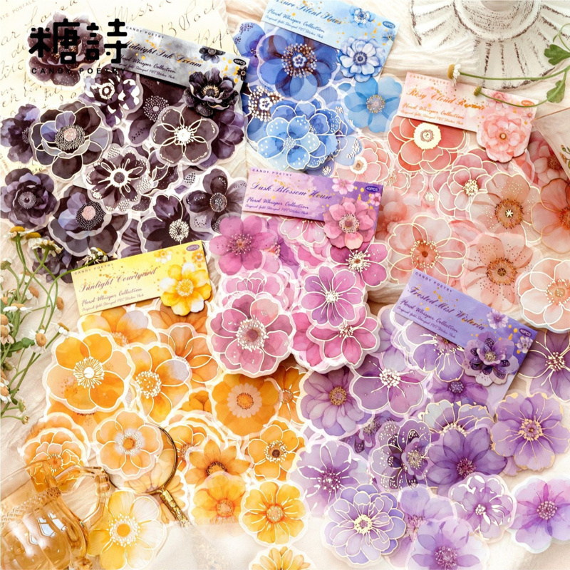40枚入り ヴィンテージ風豪華な花柄ゴールド箔PETステッカ - Gold Foil Flakes のレビューと価格