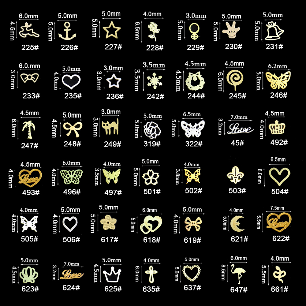 100 ピース/バッグゴールドハートメタリックネイルデカール - Gold Foil Flakes のレビューと価格