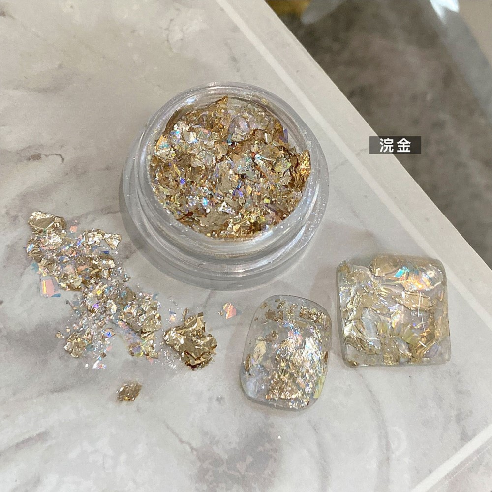 4 ジャー キラキラ ゴールド シルバー フォイル オパール - Gold Foil Flakes のレビューと価格