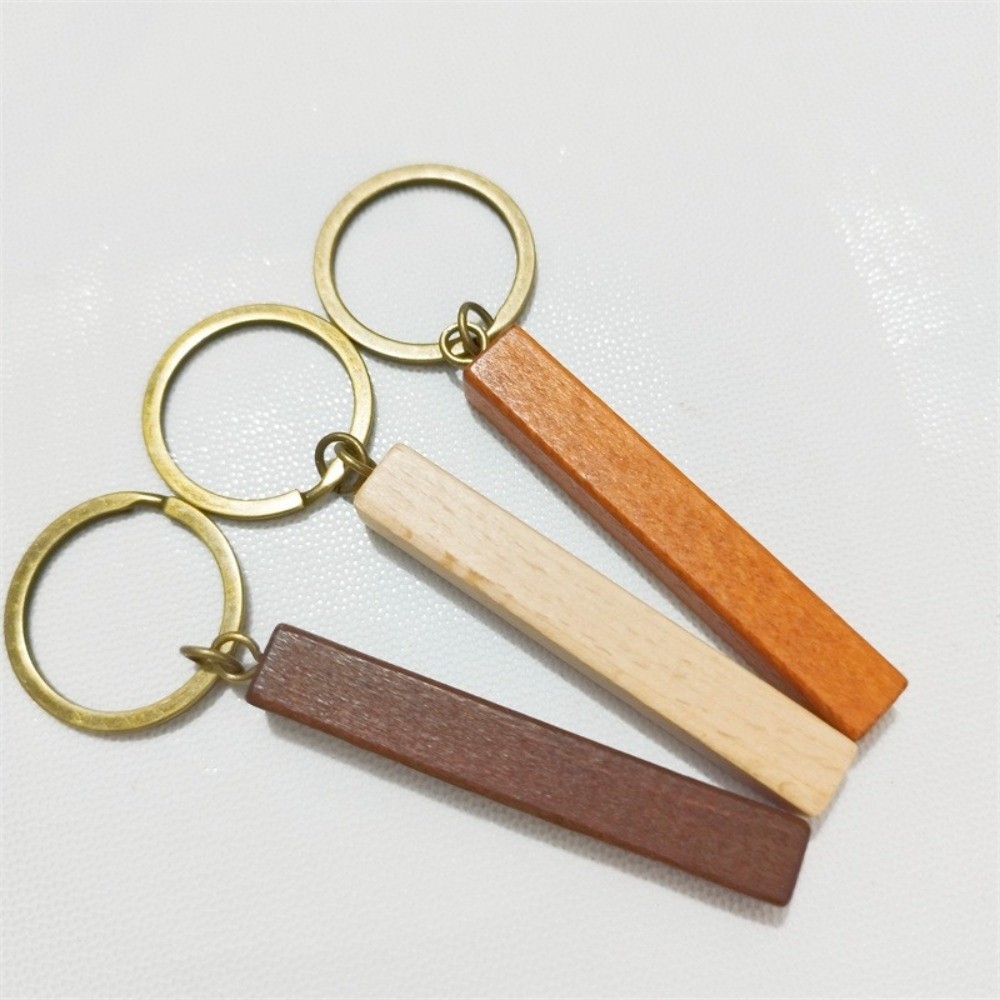 ブナ材キーホルダーブランク マルチトーン無垢材 長方形ウッド - Wood Ring Blank のレビューと価格