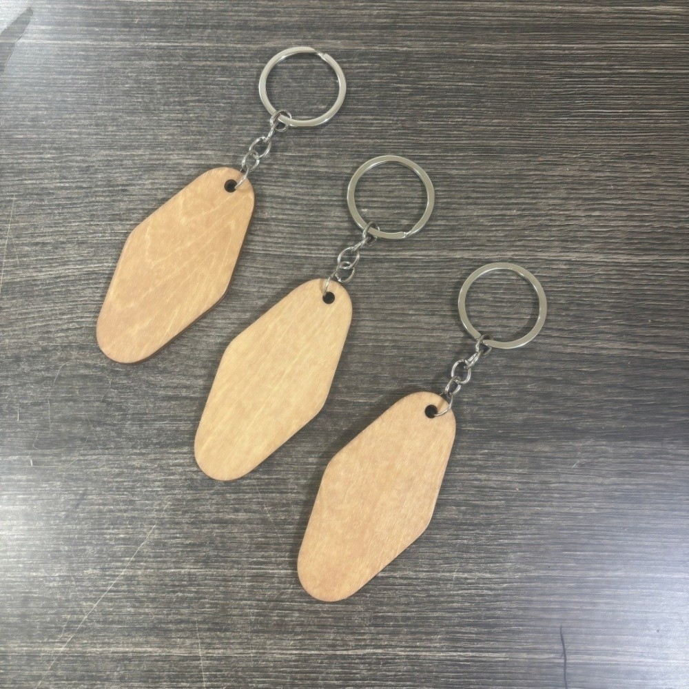 ブナ材キーホルダーブランク マルチトーン無垢材 長方形ウッド - Wood Ring Blank のレビューと価格