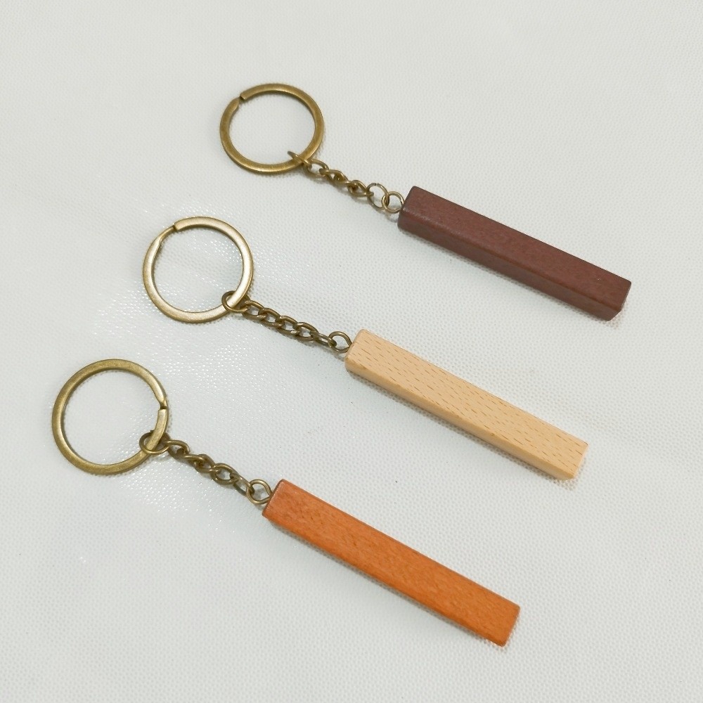 ブナ材キーホルダーブランク マルチトーン無垢材 長方形ウッド - Wood Ring Blank のレビューと価格