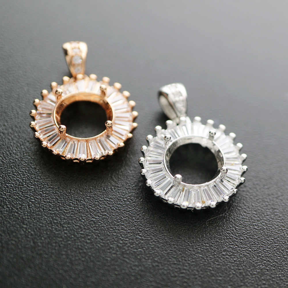 4-12 ミリメートルラウンドベゼルローズゴールドシルバー宝 - Bezels Set Pendant のレビューと価格