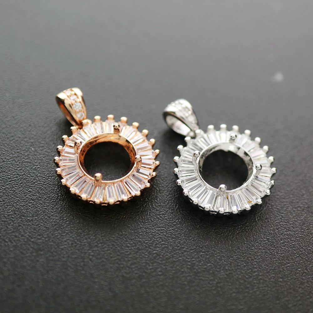 4-12 ミリメートルラウンドベゼルローズゴールドシルバー宝 - Bezels Set Pendant のレビューと価格