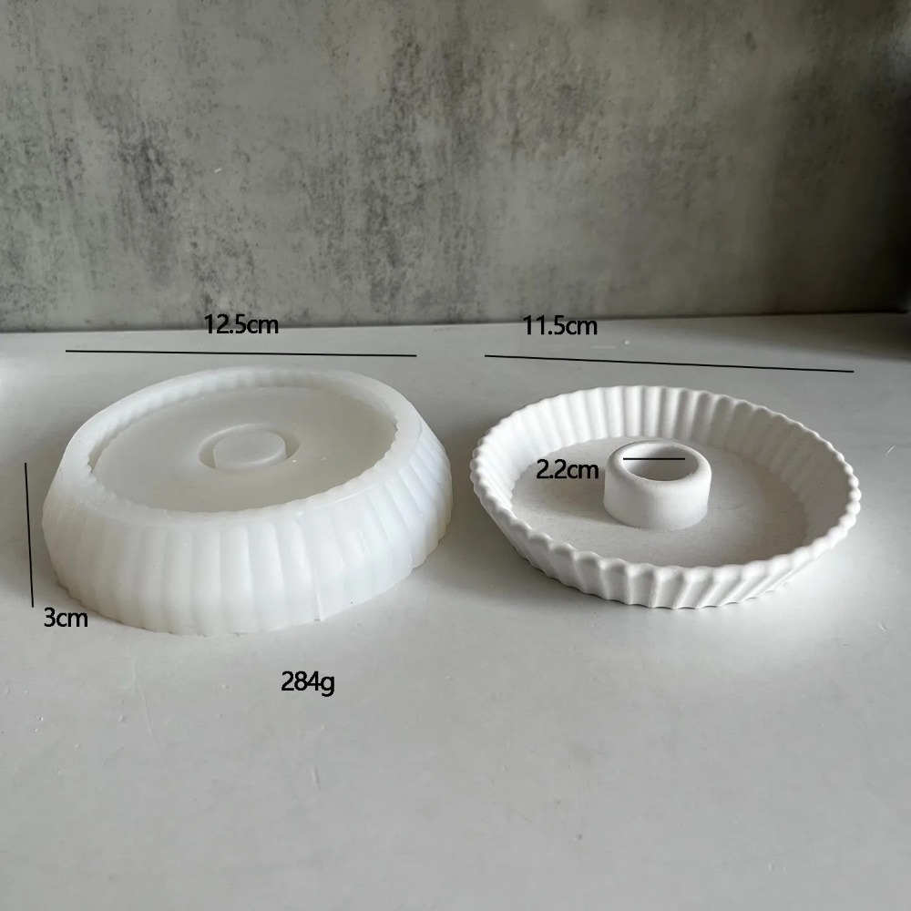 ストライプ丸皿キャンドルホルダーシリコンモールド DIY キ - Coaster Mold Round のレビューと価格