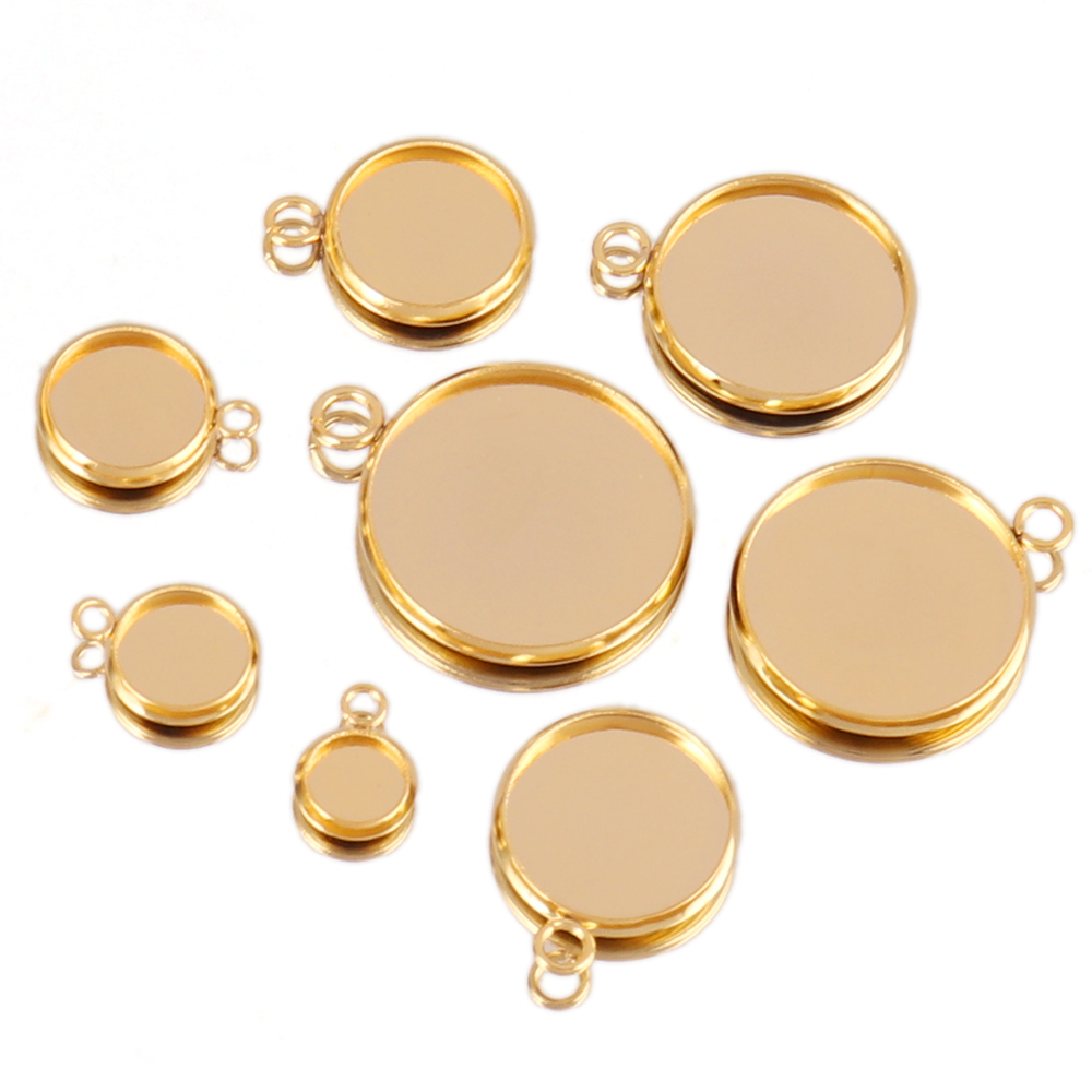 10個入り ステンレス製 カボション 4.9 6.1 ベース - Bezels Set Pendant のレビューと価格