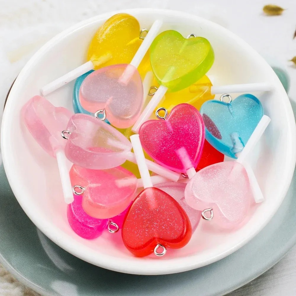 10個入り カワイイキラキラハートロリポップ レジンチャーム - Resin Craft Projects のレビューと価格