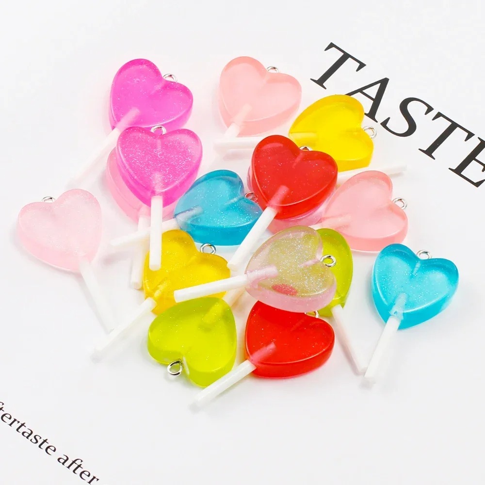 10個入り カワイイキラキラハートロリポップ レジンチャーム - Resin Craft Projects のレビューと価格