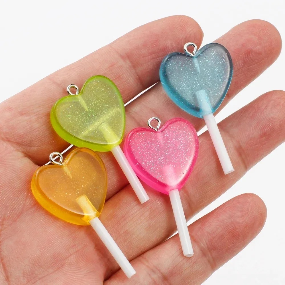10個入り カワイイキラキラハートロリポップ レジンチャーム - Resin Craft Projects のレビューと価格