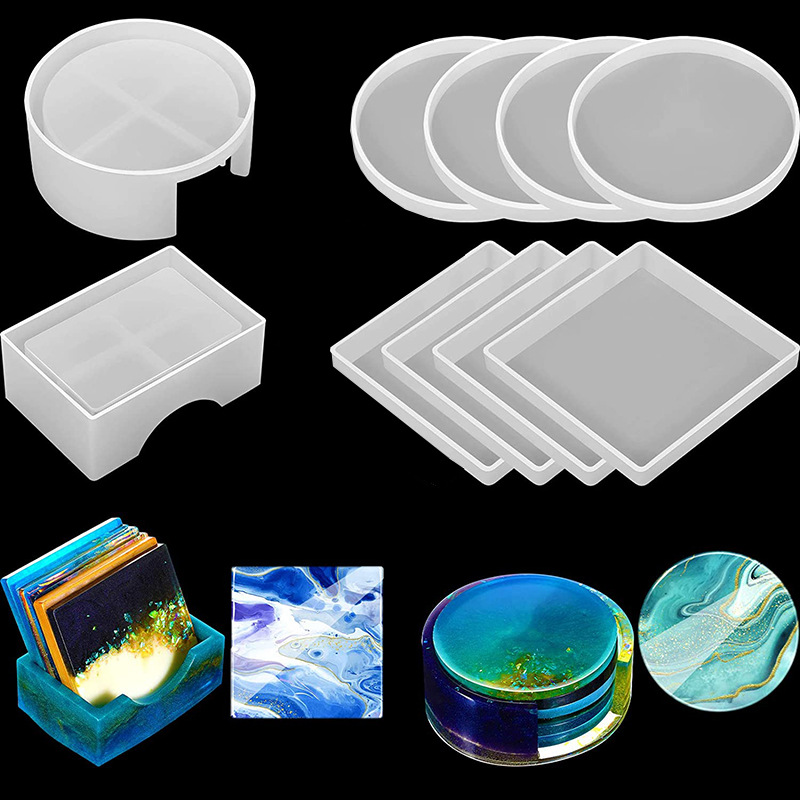 ラウンドおよびスクエアコースター,シリコン型,日曜大工,コー - Coaster Mold Round のレビューと価格