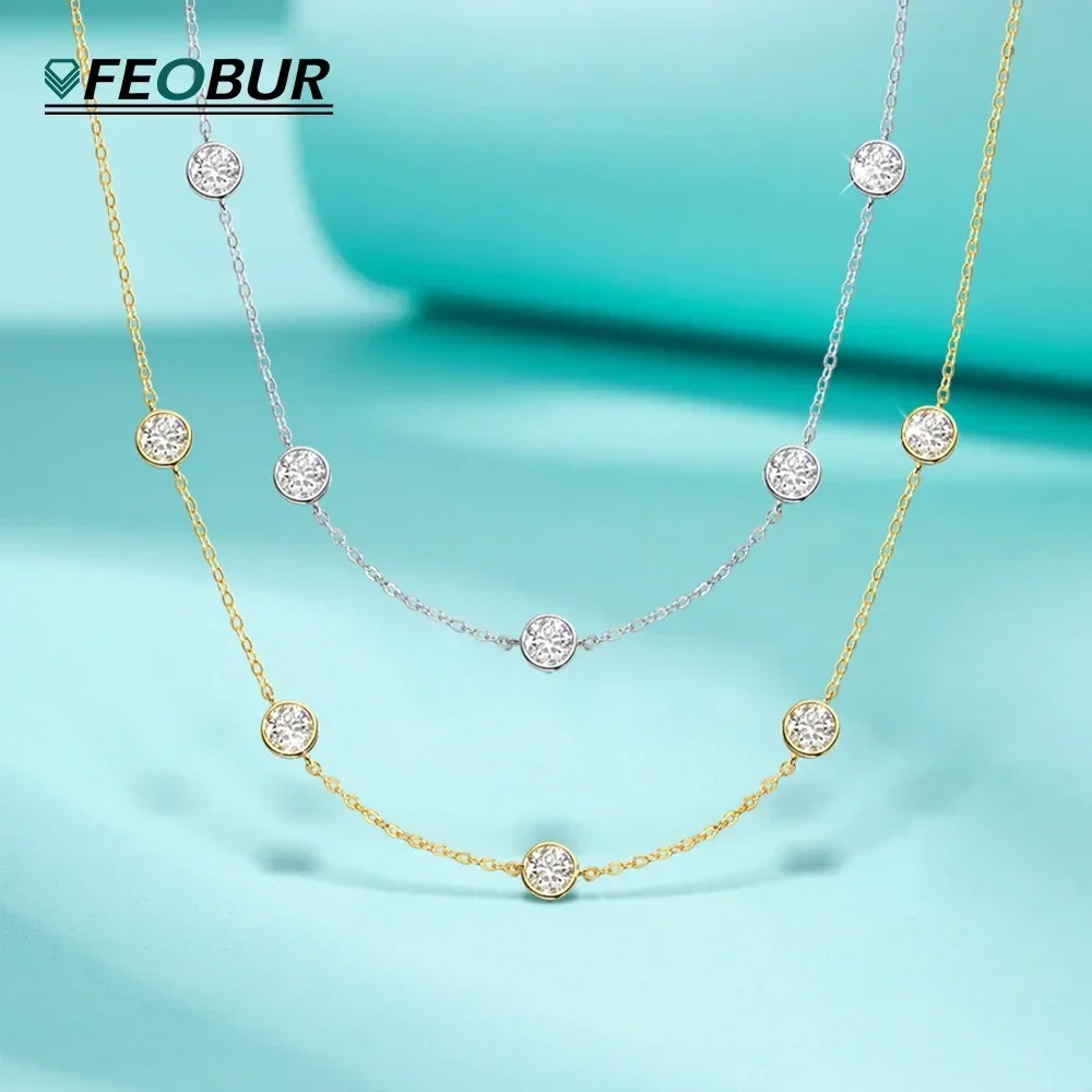 GRA 認定 5 ミリメートルモアッサナイトネックレス女性の - Bezels Set Pendant のレビューと価格